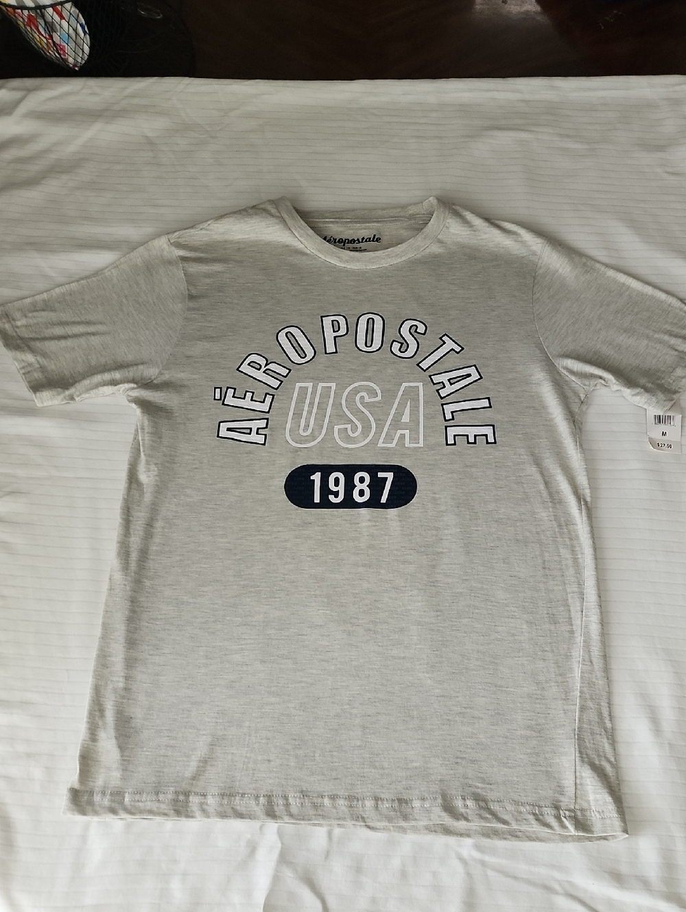 Aeropostale Light Gray USA 1987 Graphic Crewneck Tee